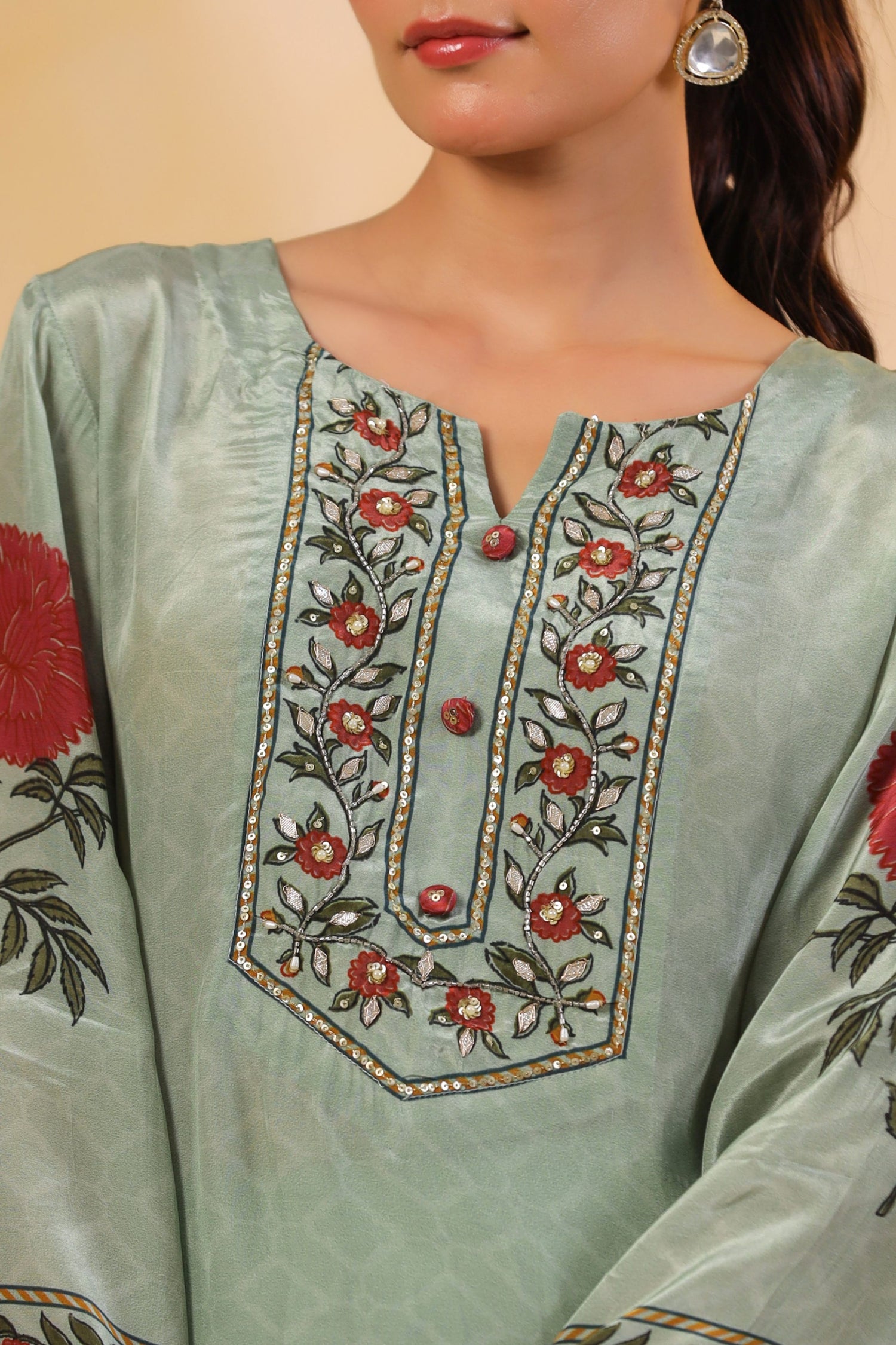 Sage Blossom Embroidered Set