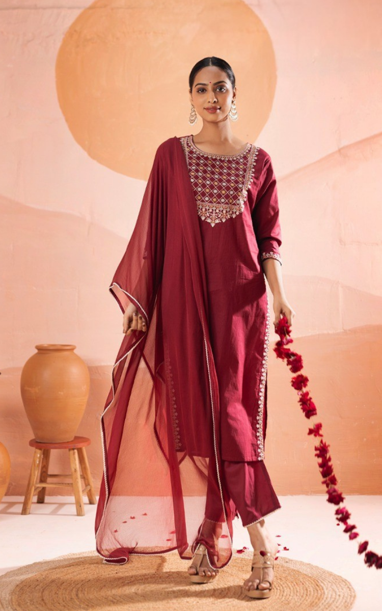Crimson Royale Kurta Set