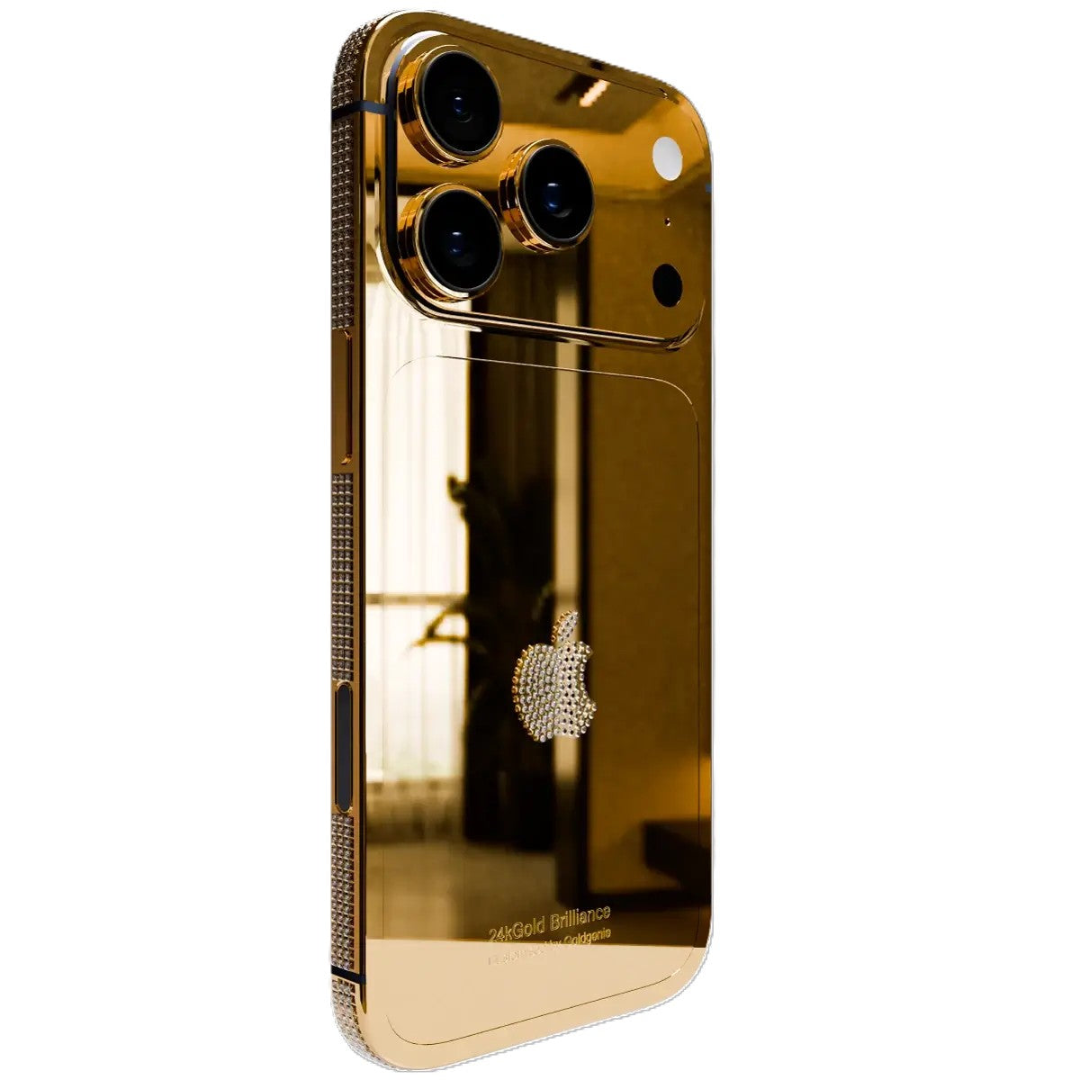 24k Gold iPhone 17 Pro Max Diamond Bezel Logo