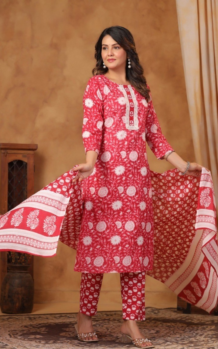 Ruby Blossom Kurta Set