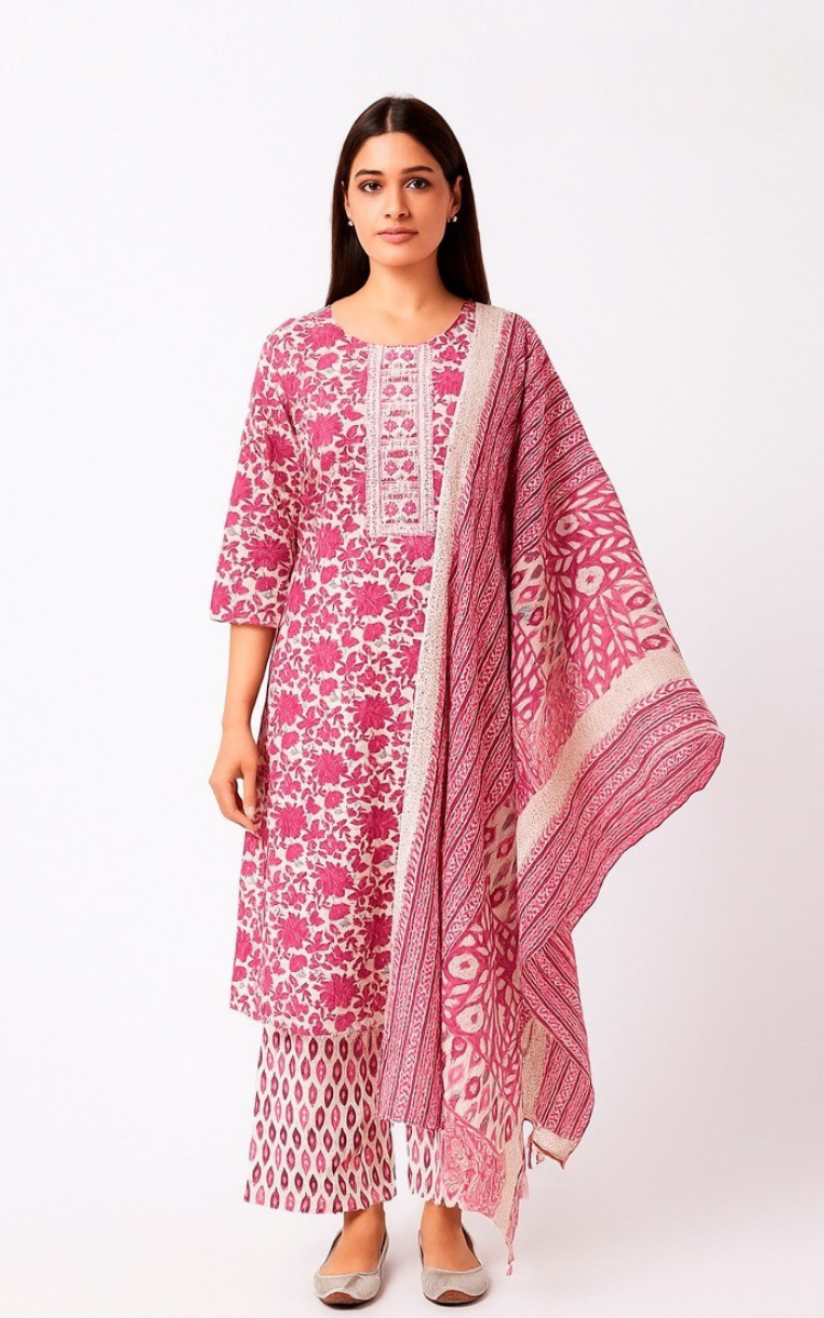 Rose Cascade Kurta Set