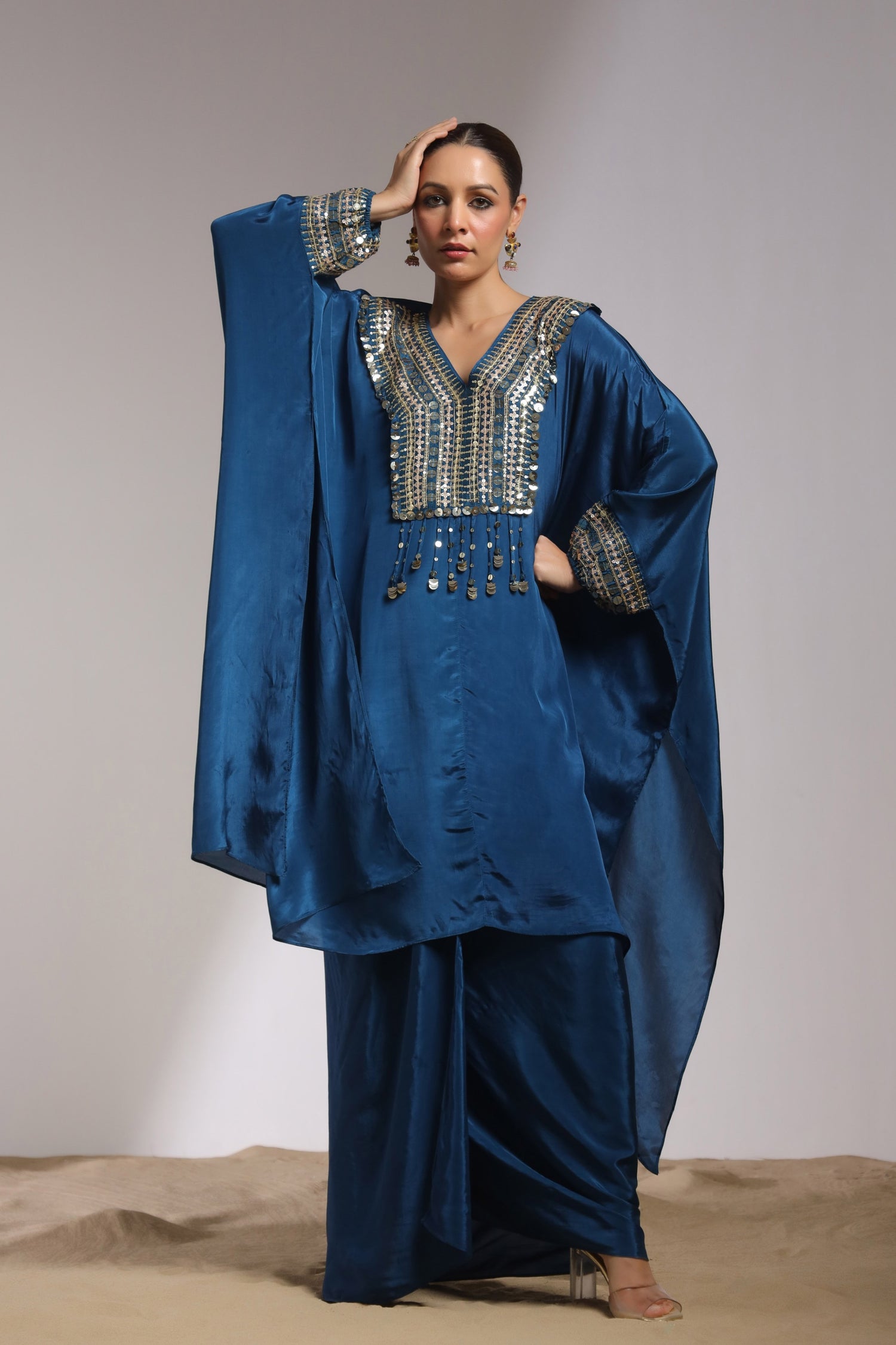 Azure Majesty Kaftan Set