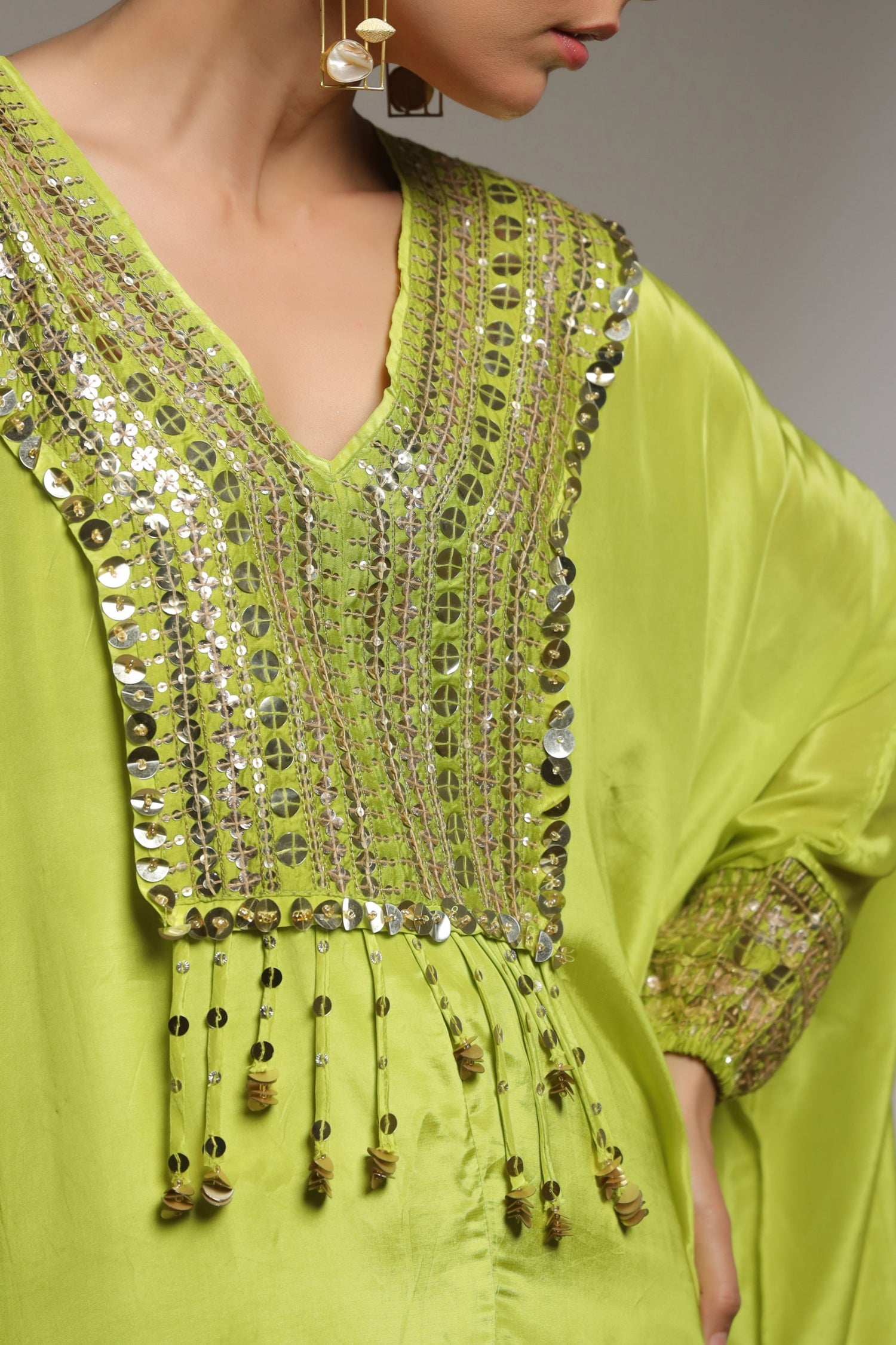 Noor Lime Kaftan Set