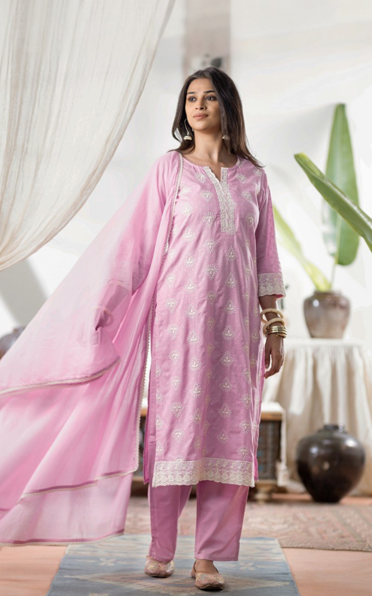 Blush Petal Elegance Kurta Set