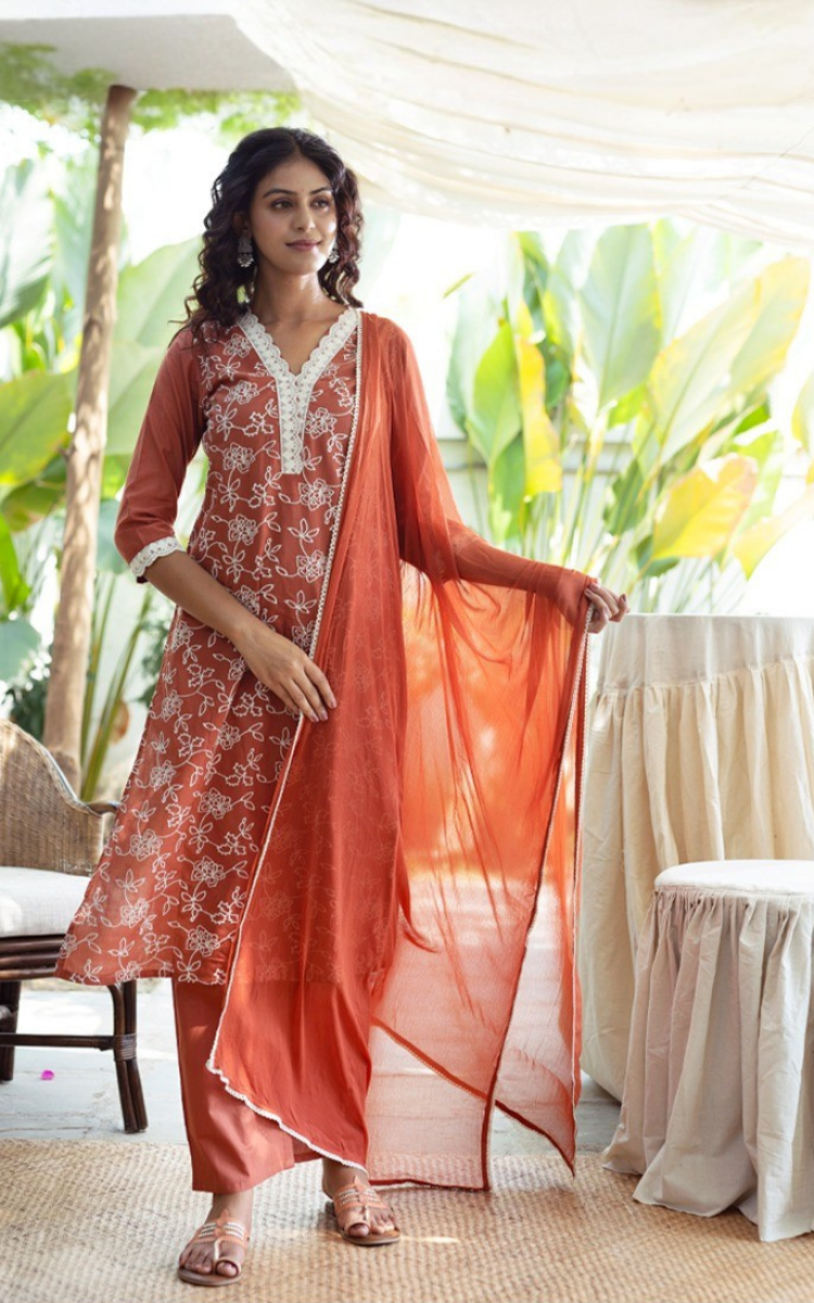 Terracotta Bloom Kurta Set