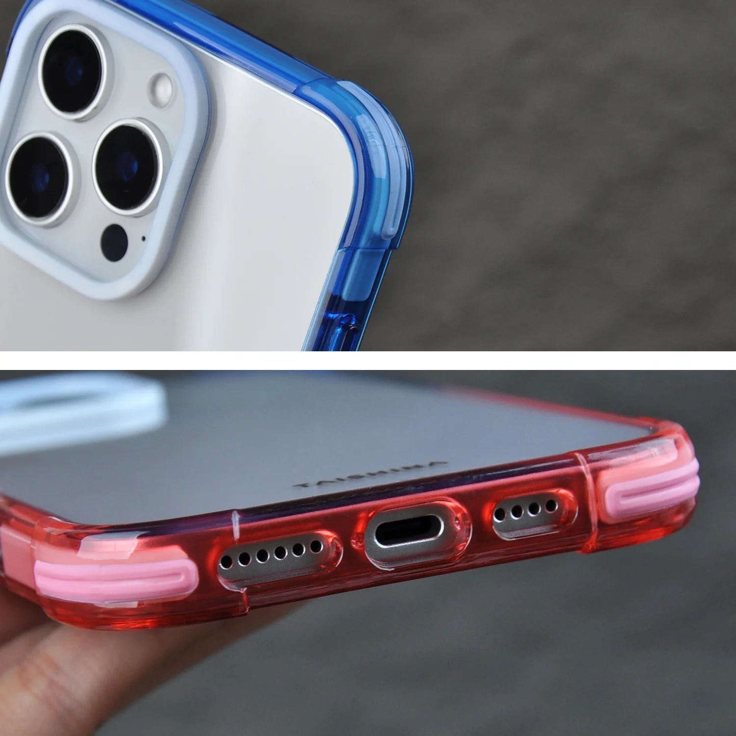 iPhone 16 Promax – Tank Case Gradient (Blue+Pink)Border