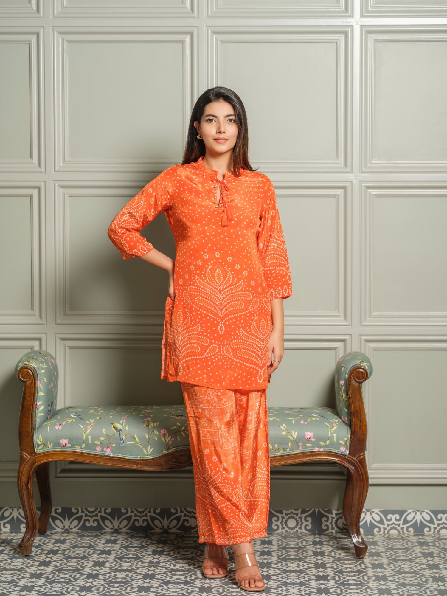Tangerine Bandhani Bliss Set