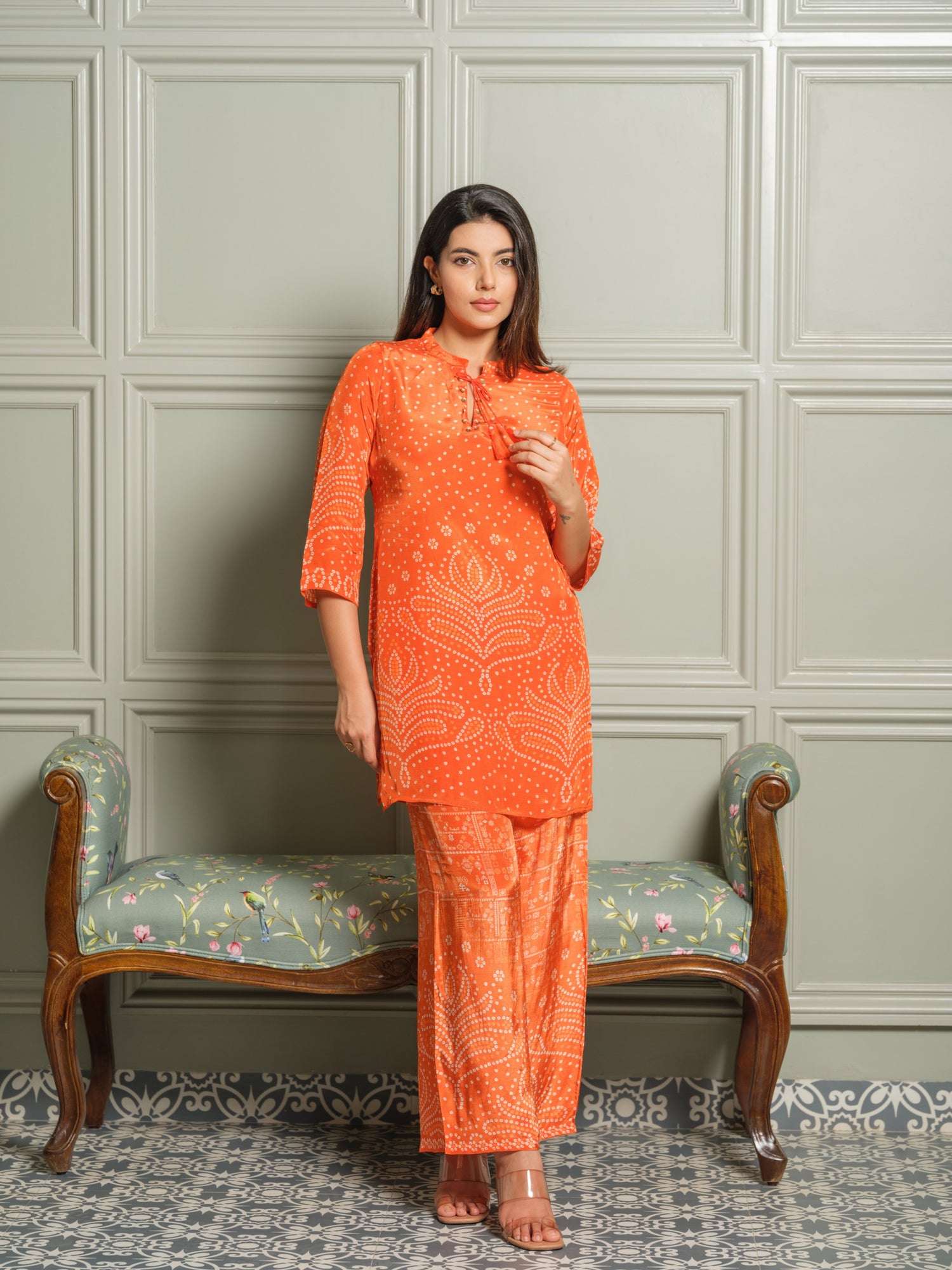 Tangerine Bandhani Bliss Set