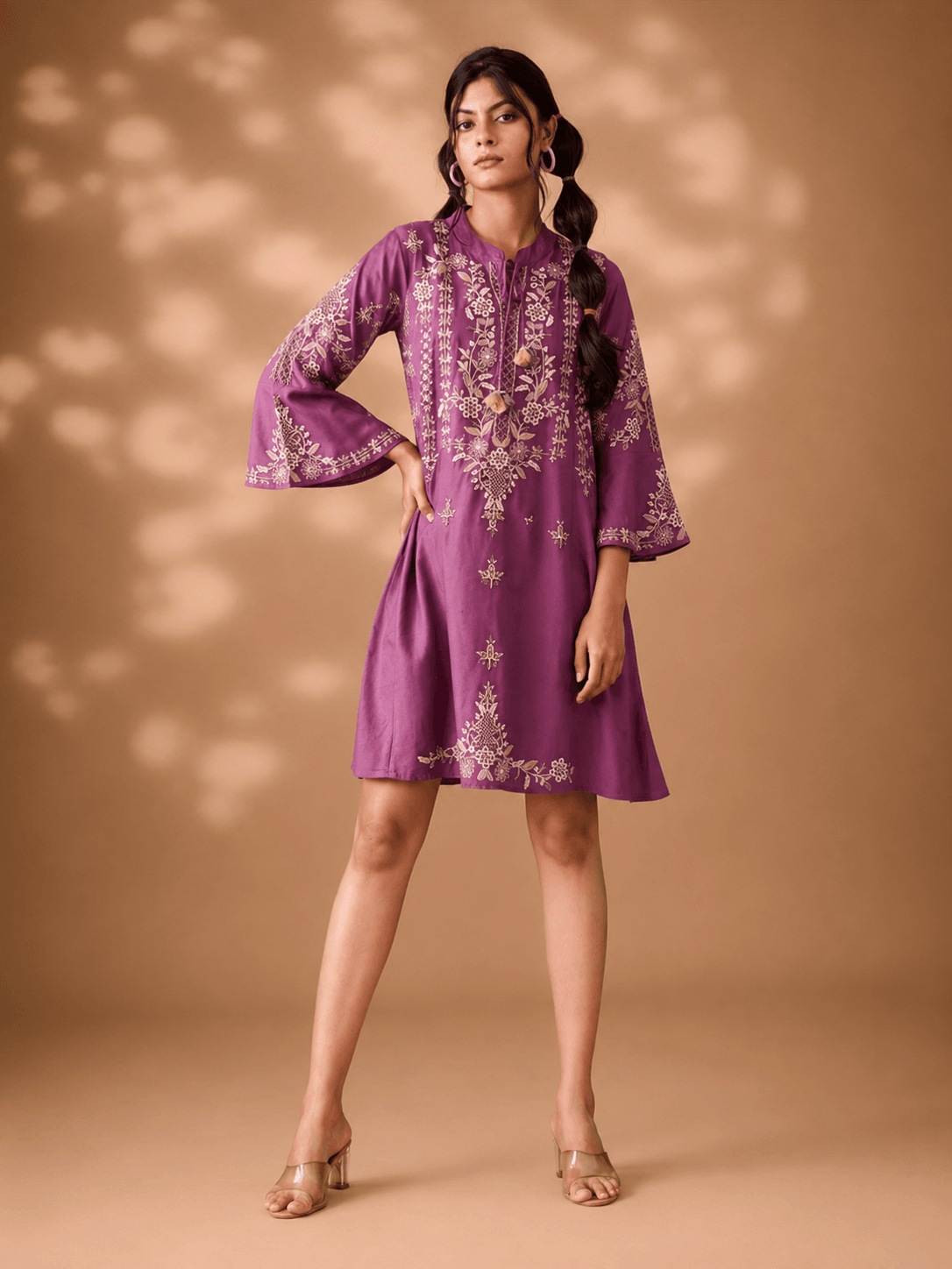 Pink Meher Embroidered Dress(Above knee length)