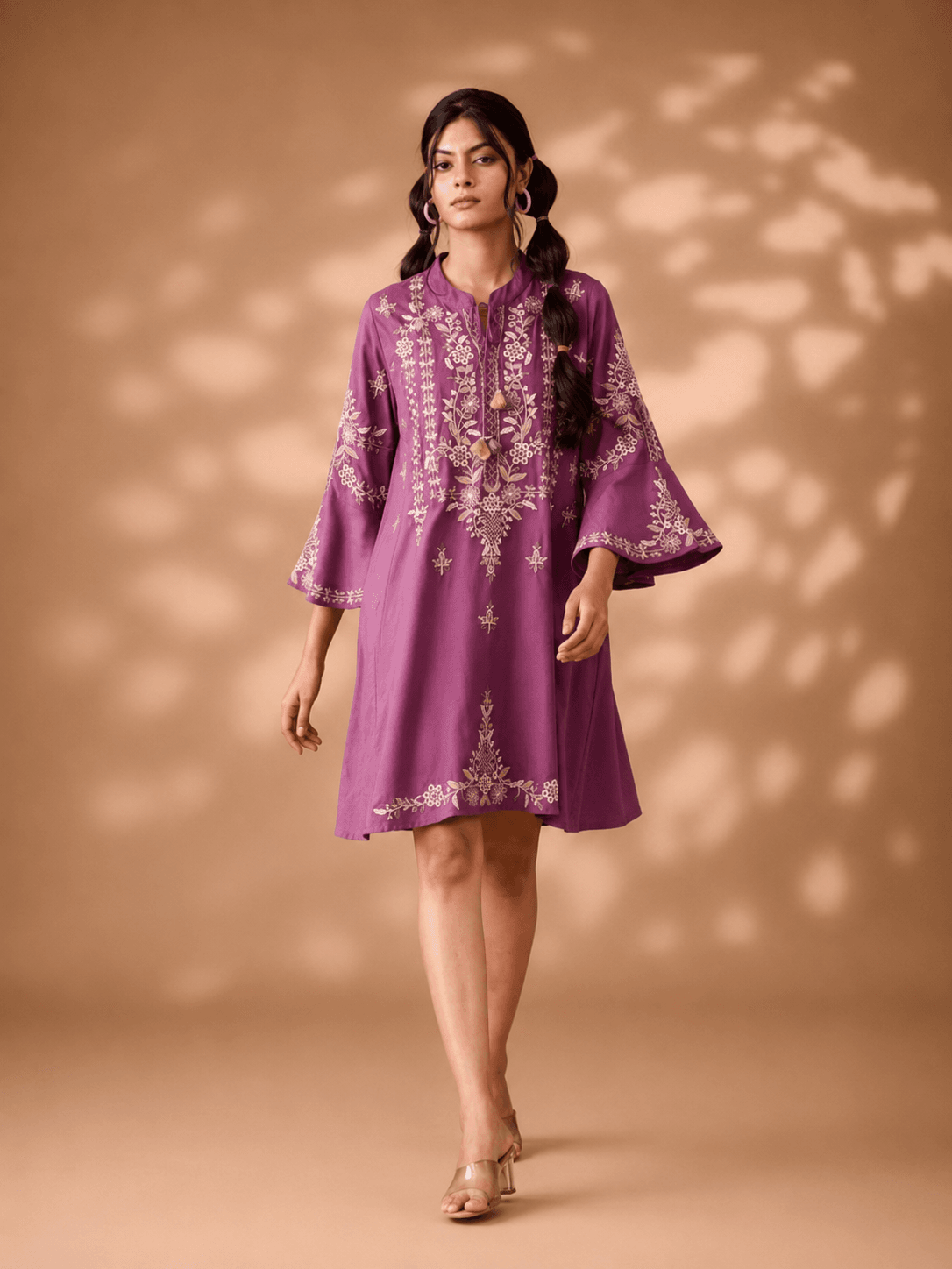 Pink Meher Embroidered Dress(Above knee length)