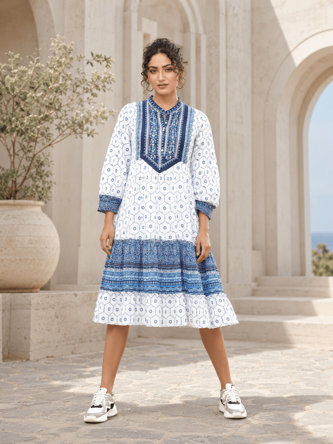 Blue Subtle Glamour 3/4 Midi Dress