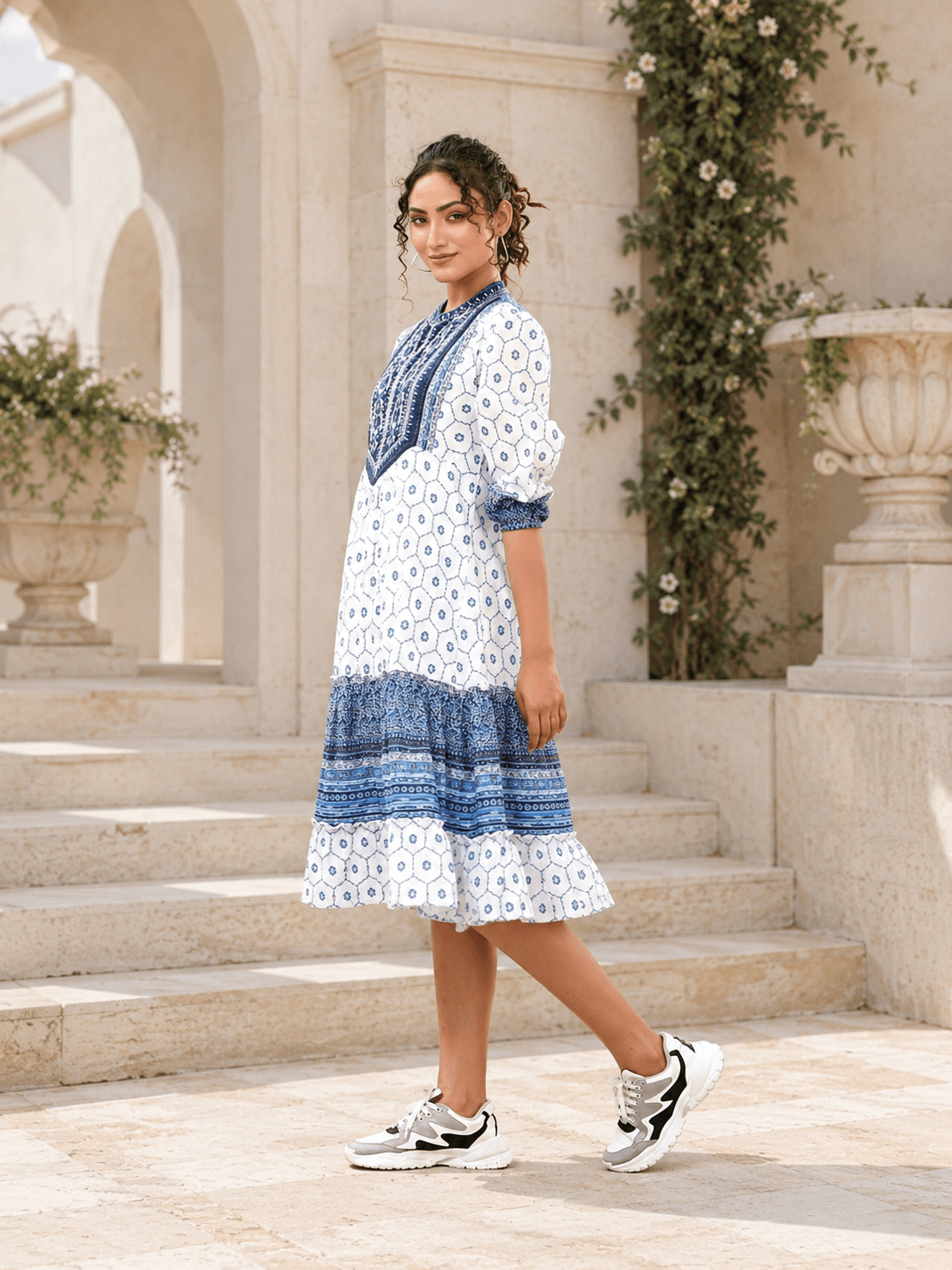 Blue Subtle Glamour 3/4 Midi Dress