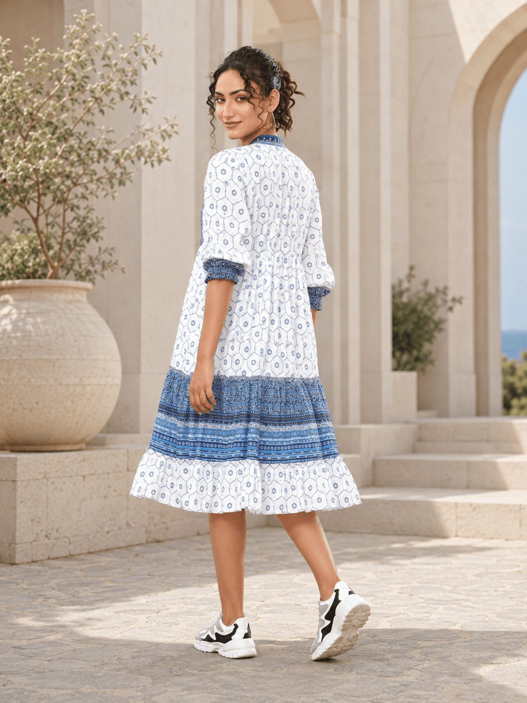 Blue Subtle Glamour 3/4 Midi Dress
