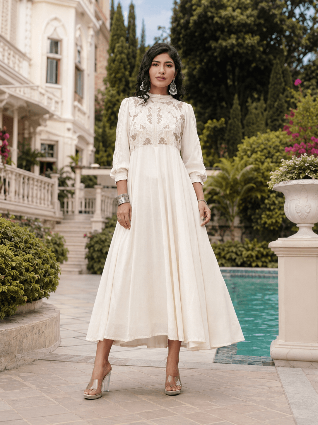 White Serene Grace One Piece(Ankle length)