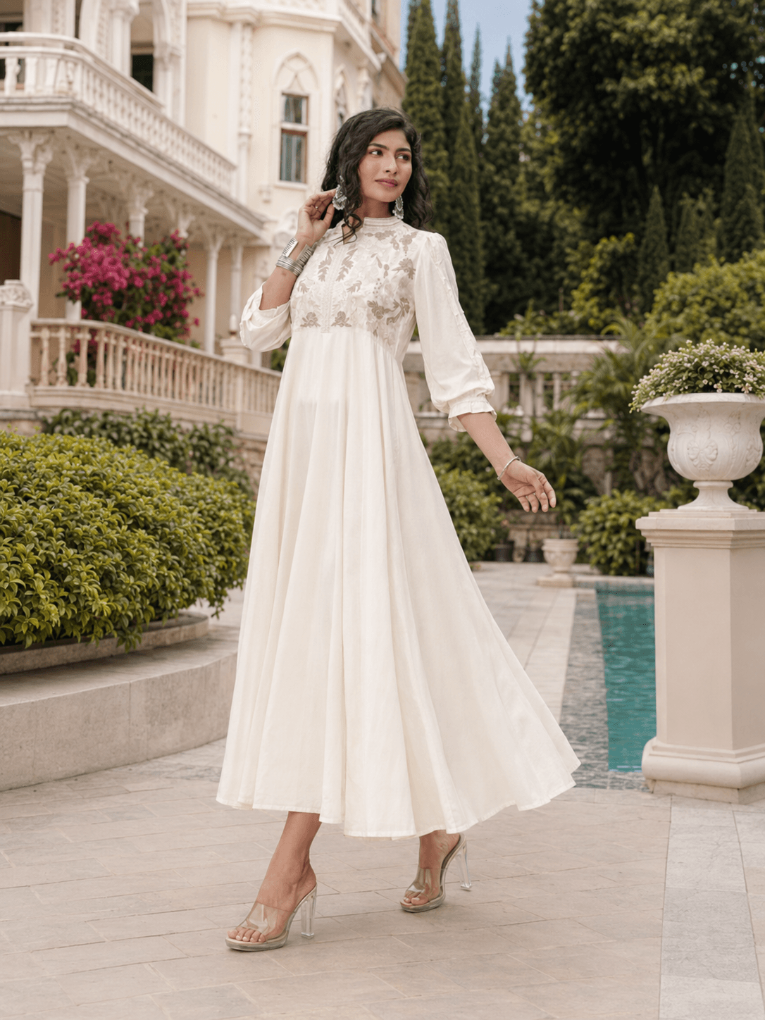 White Serene Grace One Piece(Ankle length)
