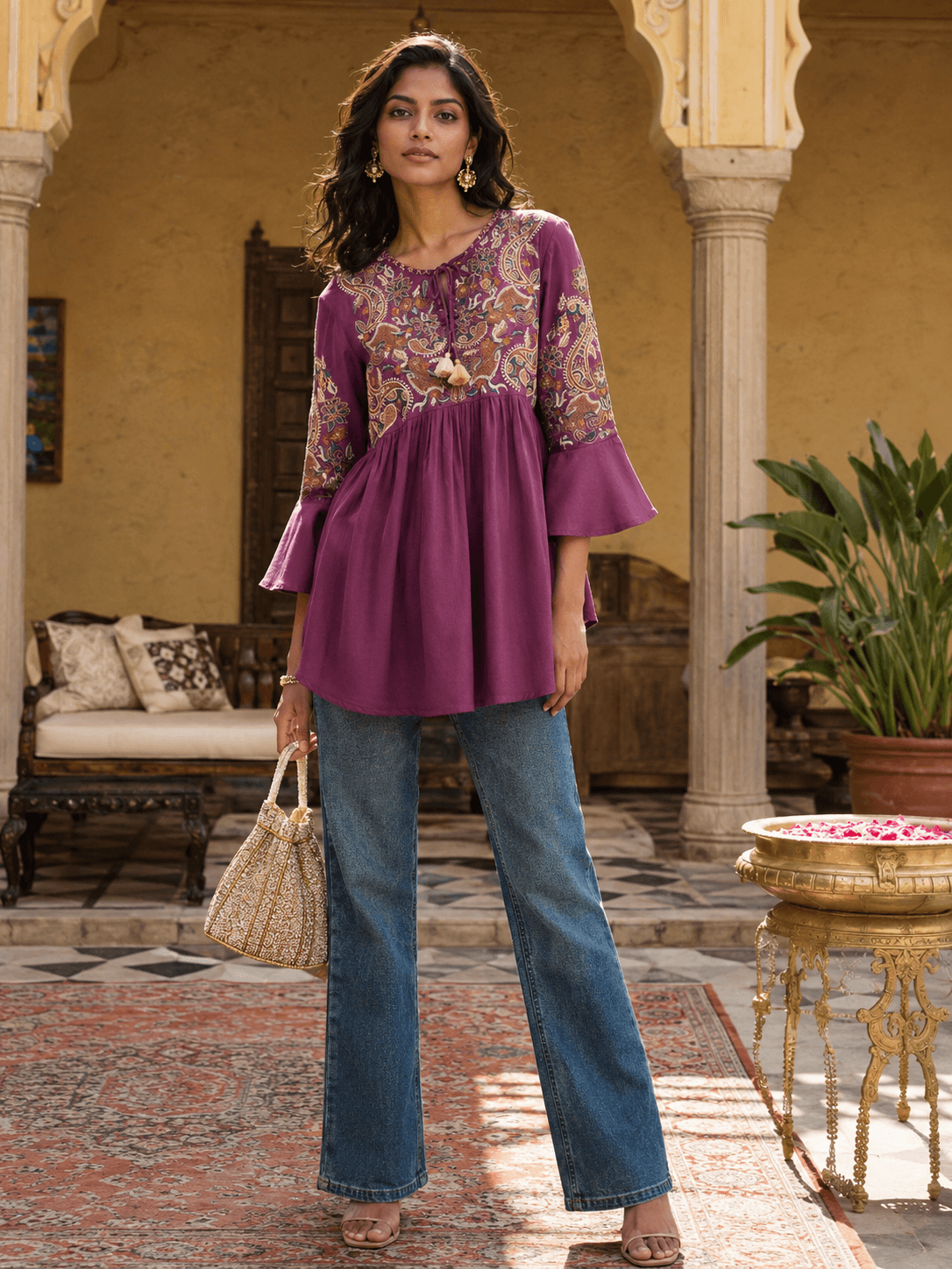 Pink Elegant Embroidered Tunic