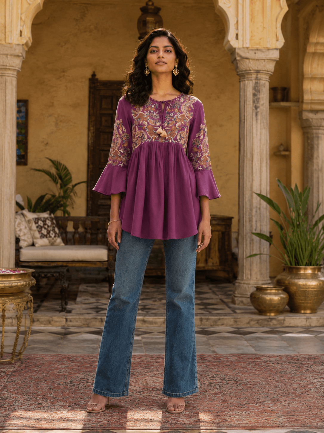 Pink Elegant Embroidered Tunic