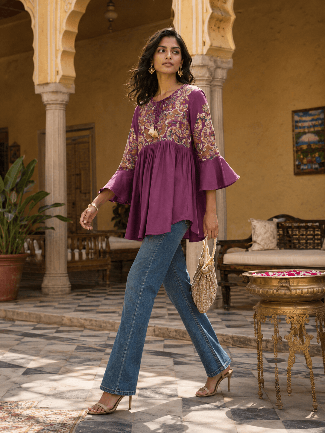 Pink Elegant Embroidered Tunic