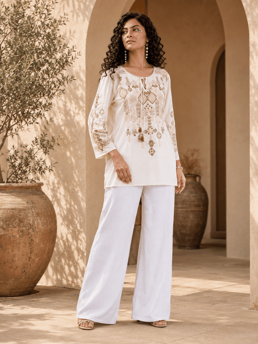 White Silken Charm Tunic