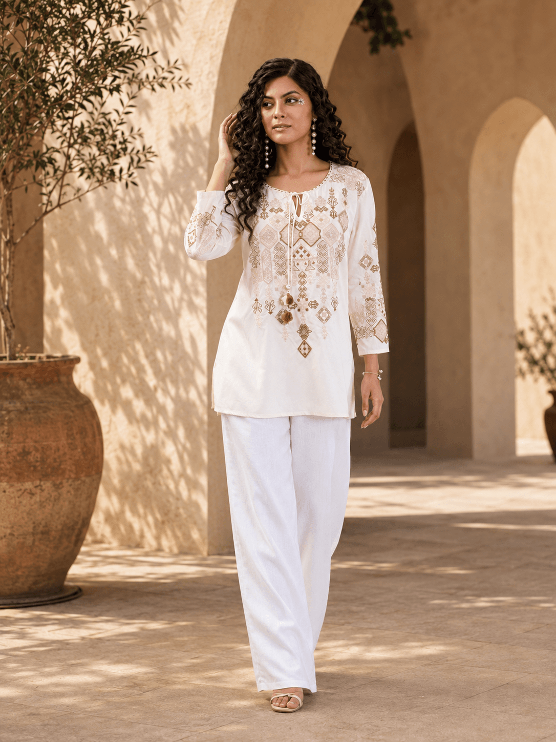 White Silken Charm Tunic