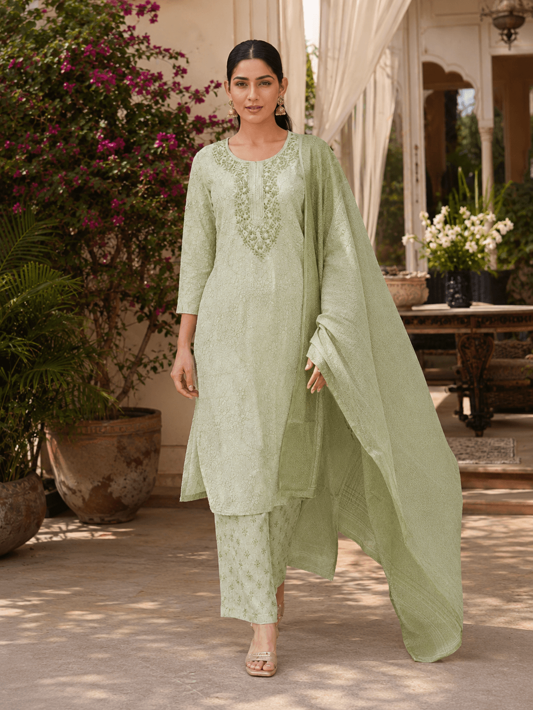 Pista Noor Embroidered Dupatta Set