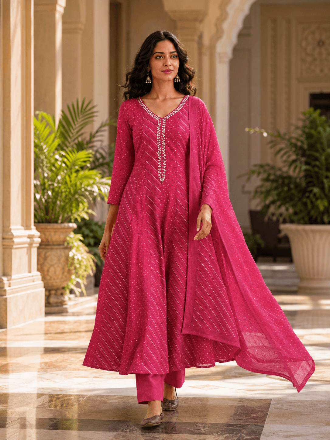 Rani Gulnaar Flared Dupatta Set