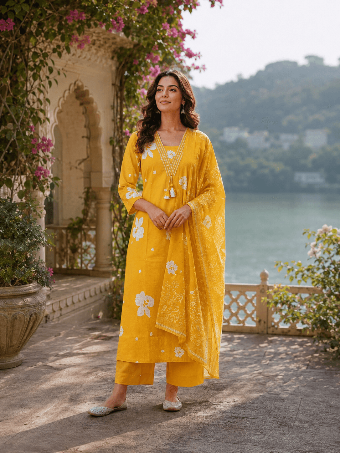 Mustard Gulbahar Dupatta Set