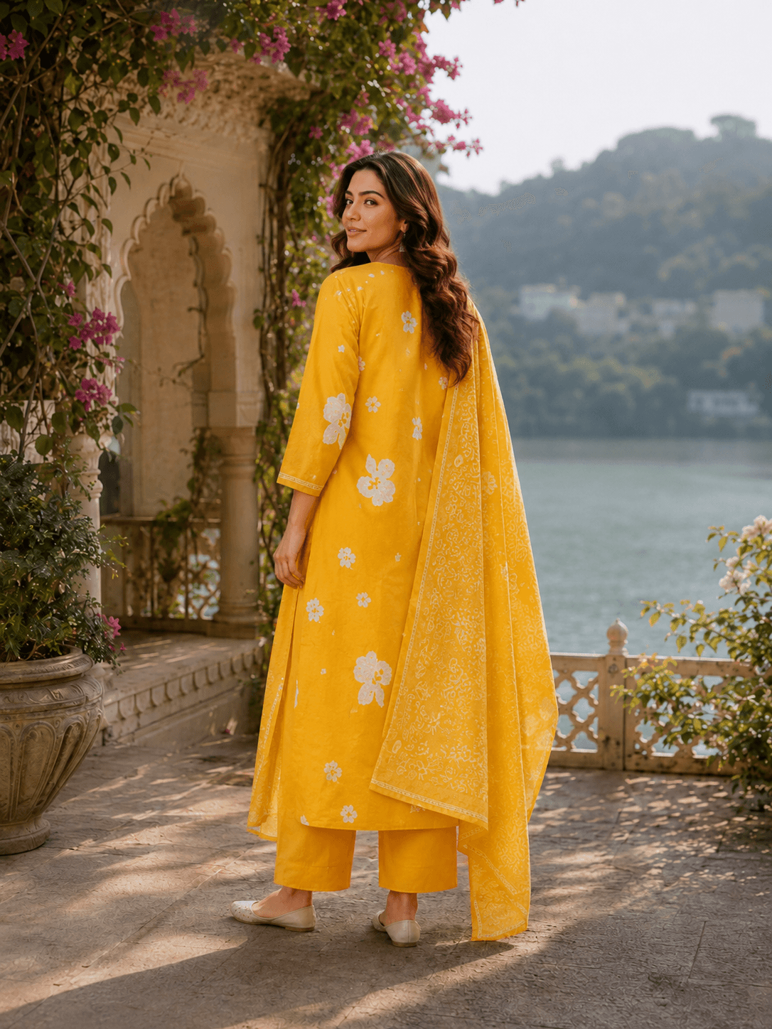Mustard Gulbahar Dupatta Set