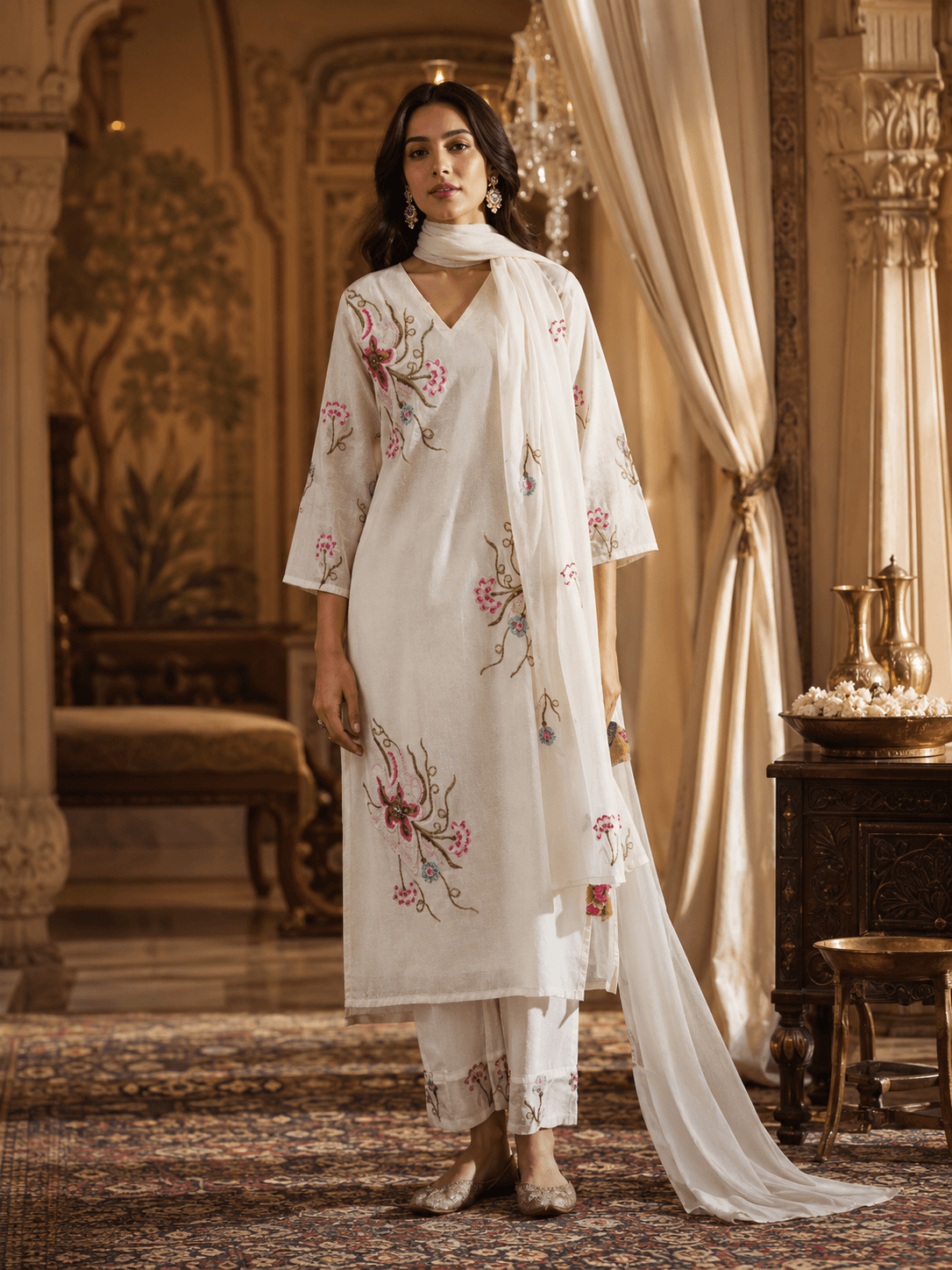 Ivory Gulzar Dupatta Set
