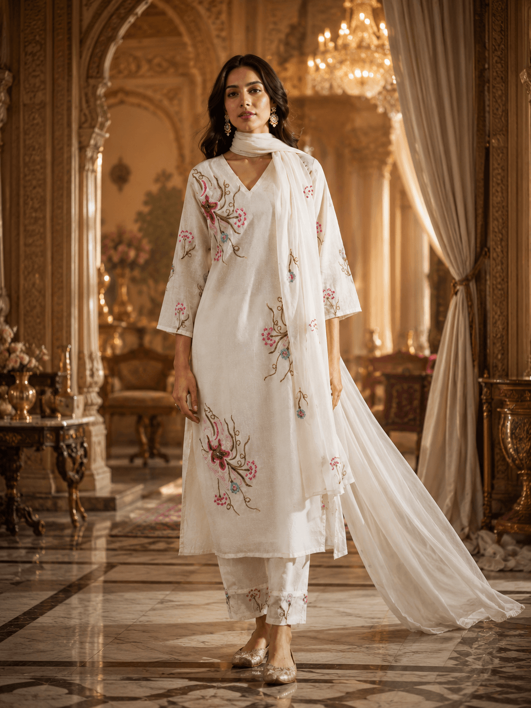 Ivory Gulzar Dupatta Set