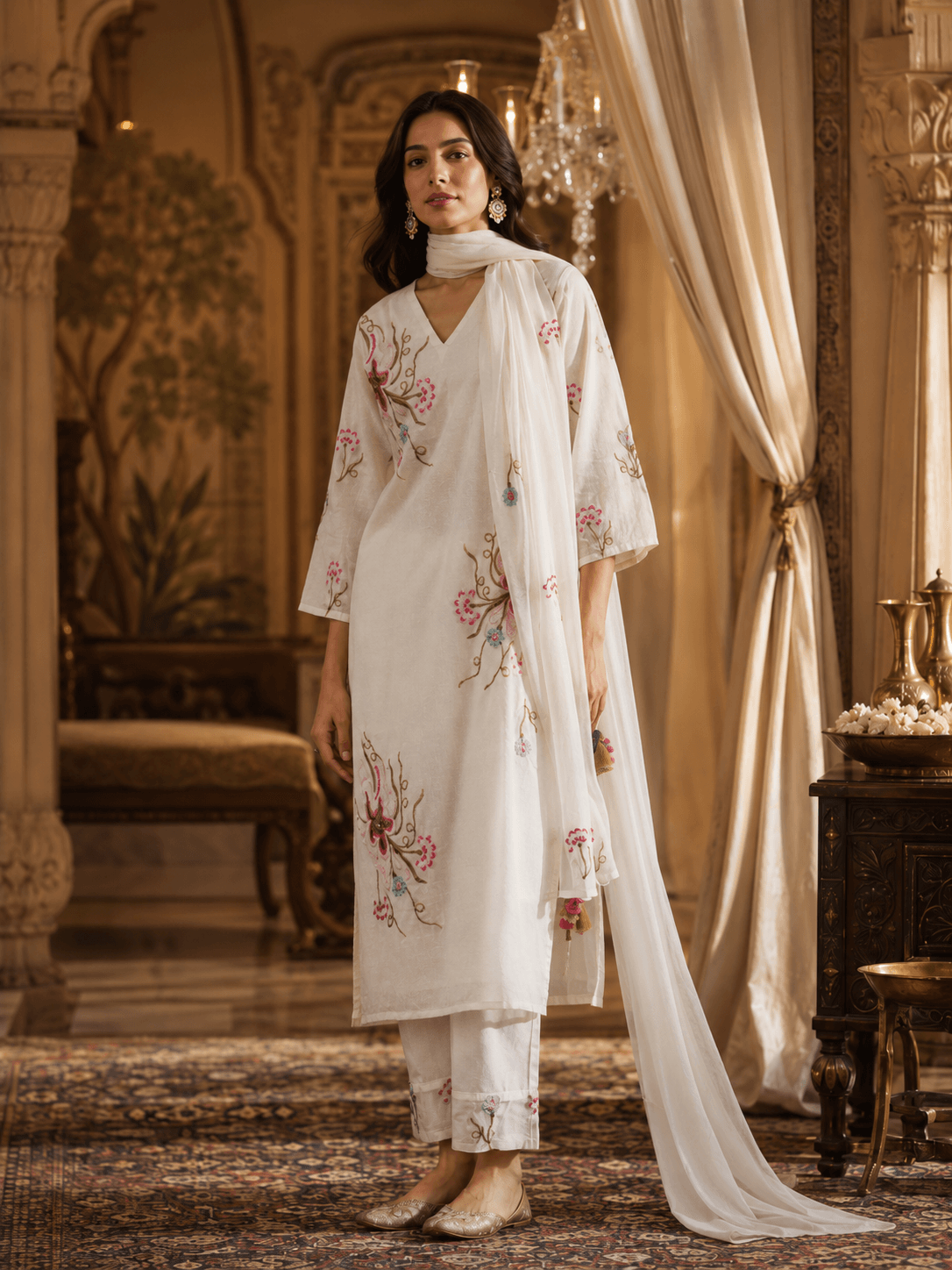 Ivory Gulzar Dupatta Set