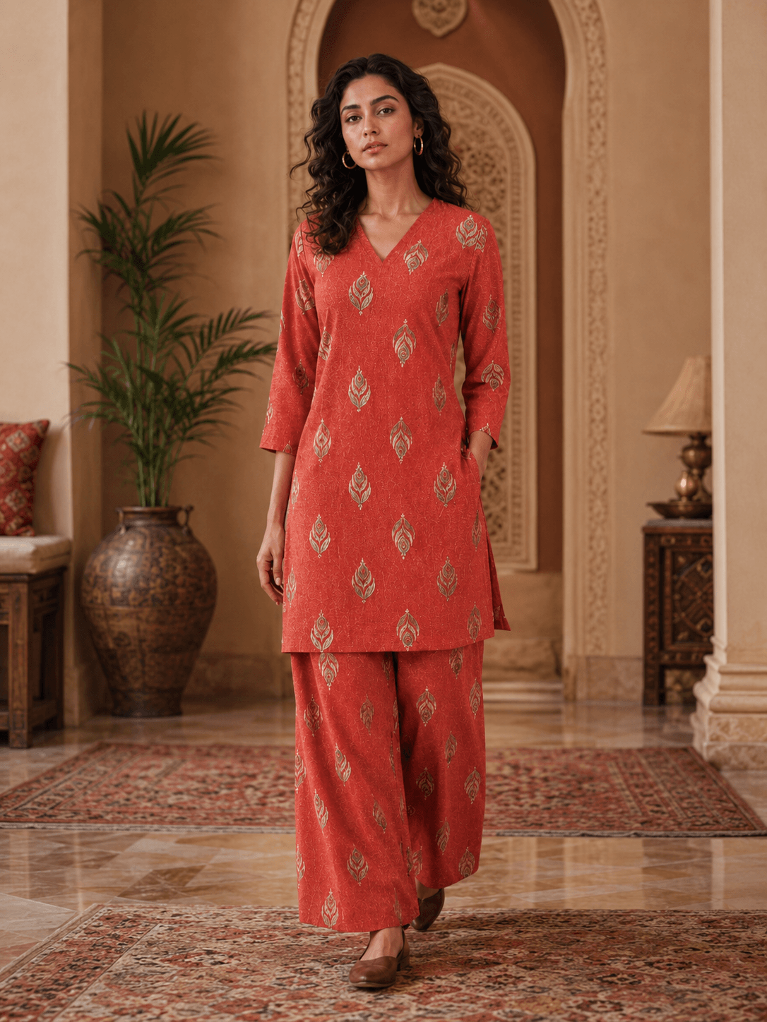 Terracotta Leaf Co-Ord Set