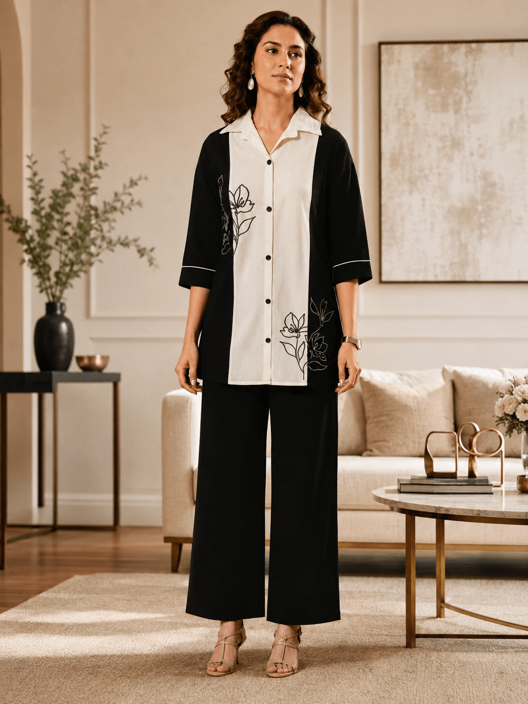 Monochrome Bloom Co-Ord Set