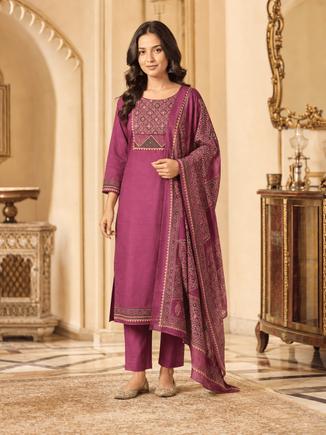 Magenta Mehr Dupatta Set