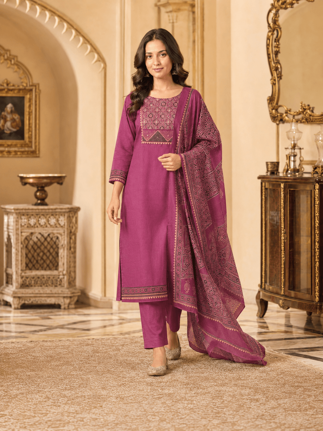 Magenta Mehr Dupatta Set