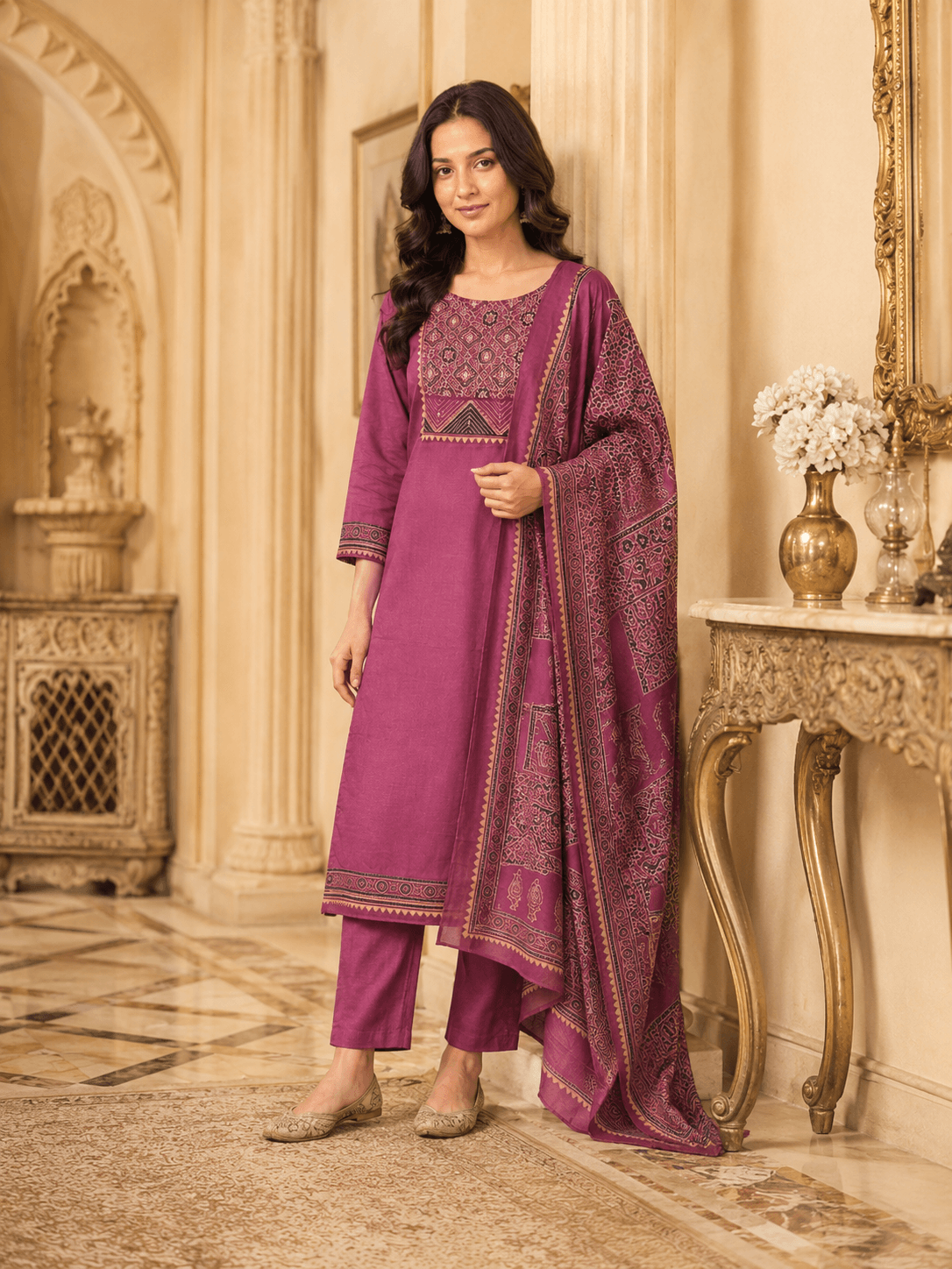 Magenta Mehr Dupatta Set