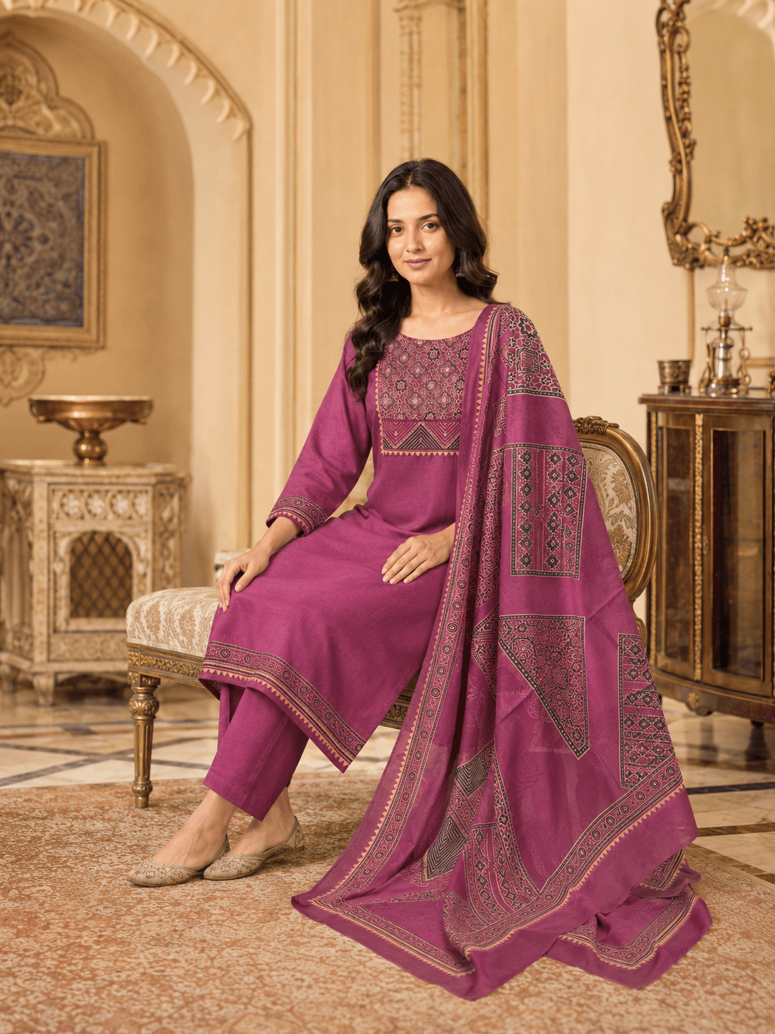 Magenta Mehr Dupatta Set