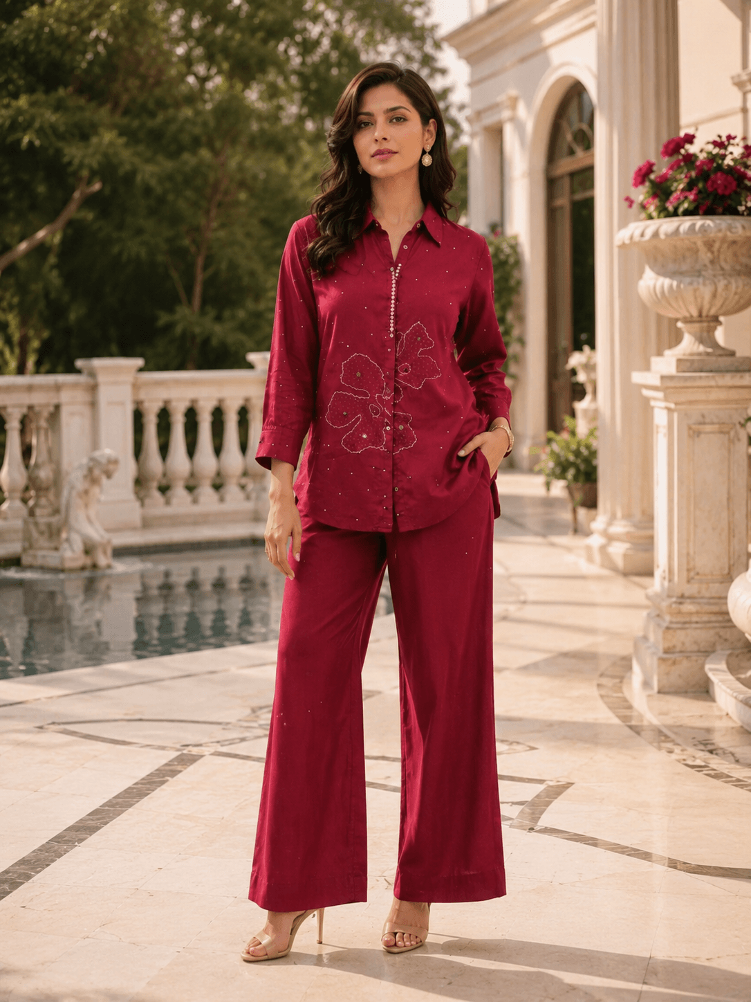 Ruby Silk Collared Shirt