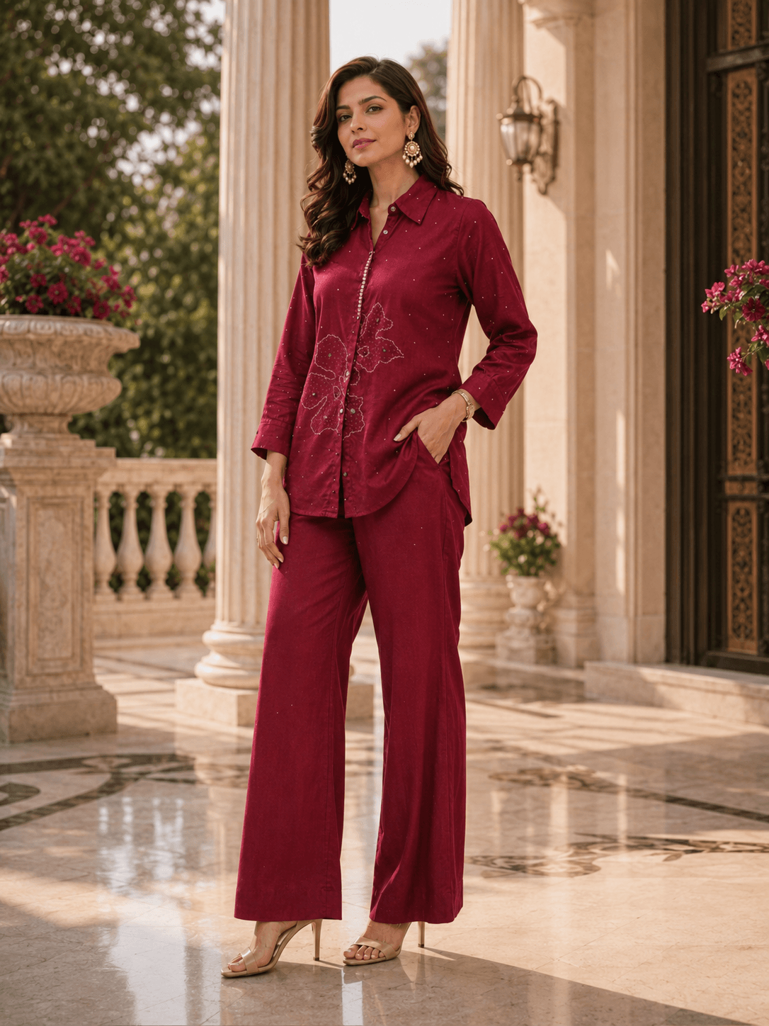 Ruby Silk Collared Shirt