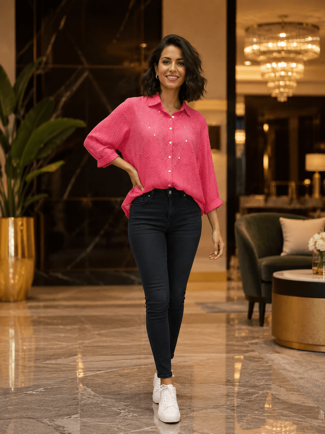 Pink Printed Casual Shirt