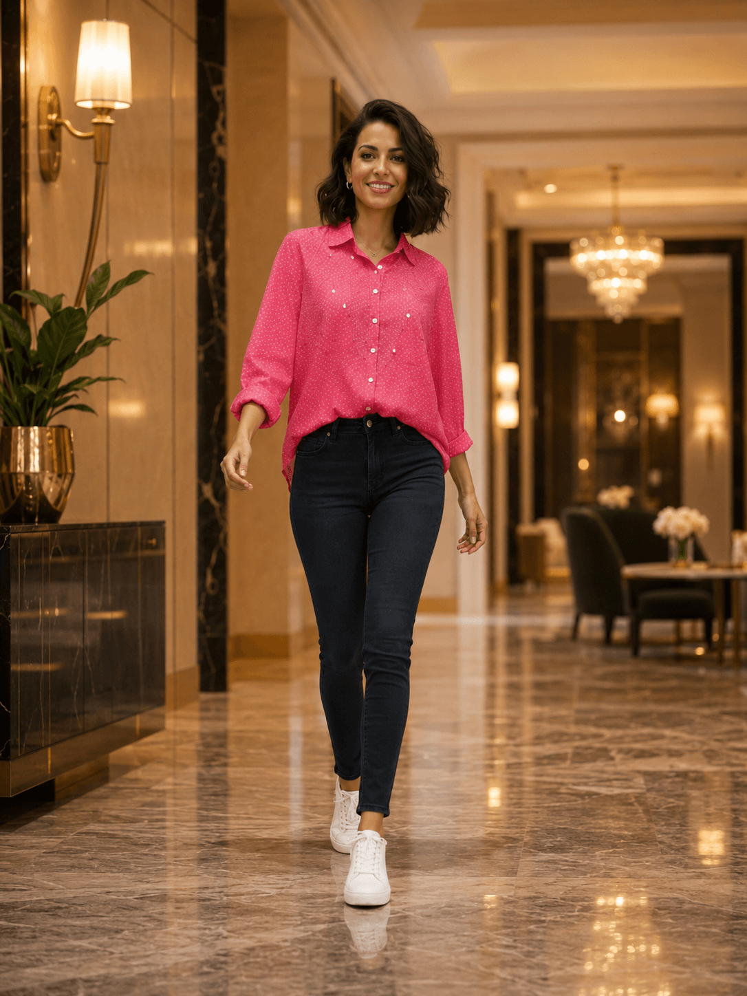 Pink Printed Casual Shirt