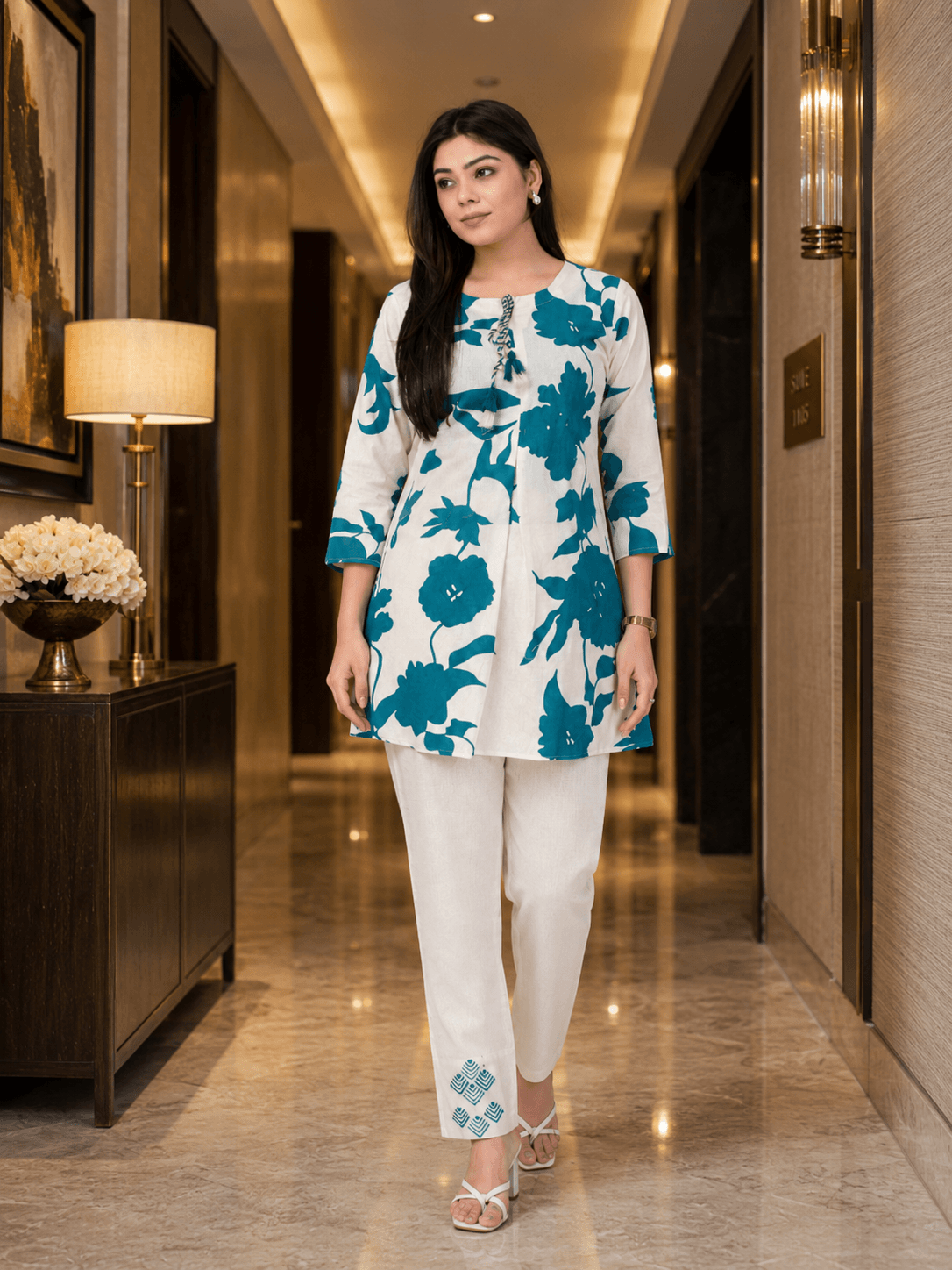 Teal Bloom A-Line Co-ord Set