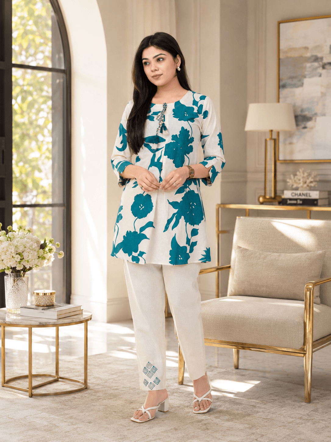 Teal Bloom A-Line Co-ord Set
