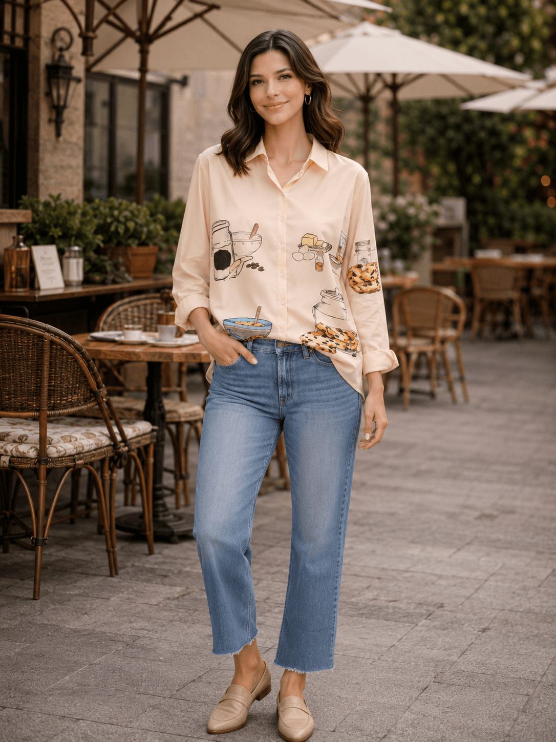 Latte Chip Graphic Print Shirt