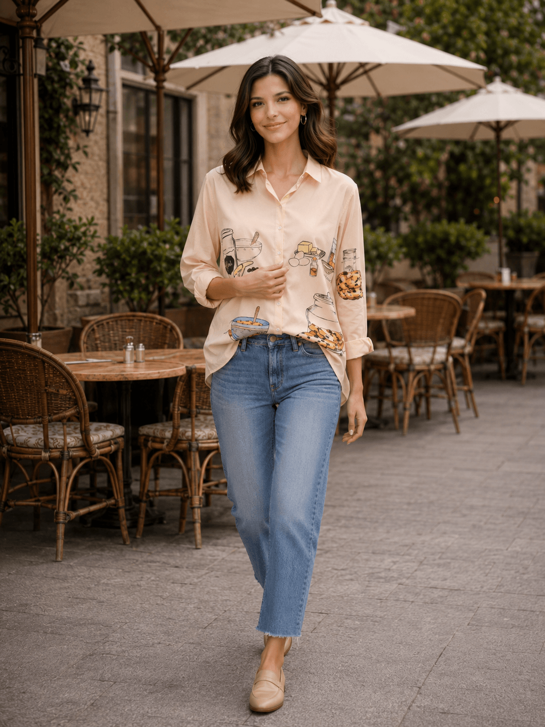 Latte Chip Graphic Print Shirt