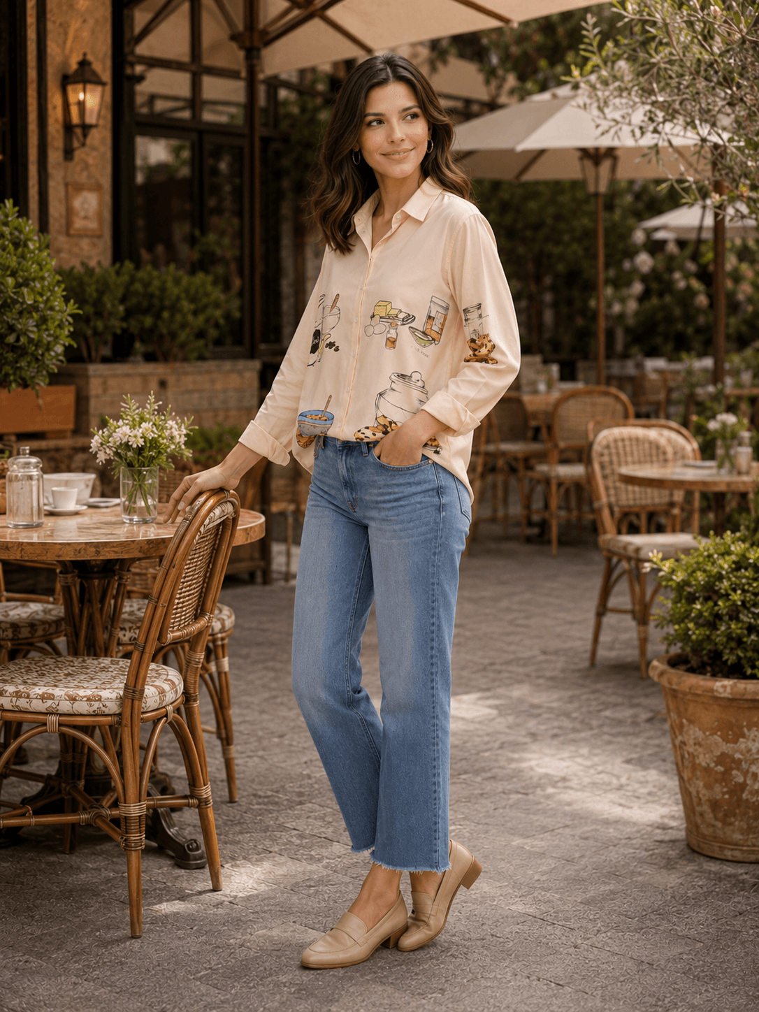 Latte Chip Graphic Print Shirt