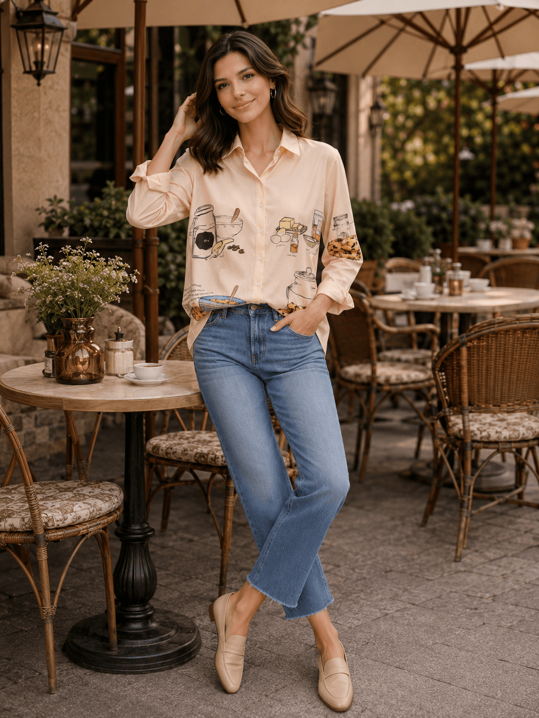 Latte Chip Graphic Print Shirt