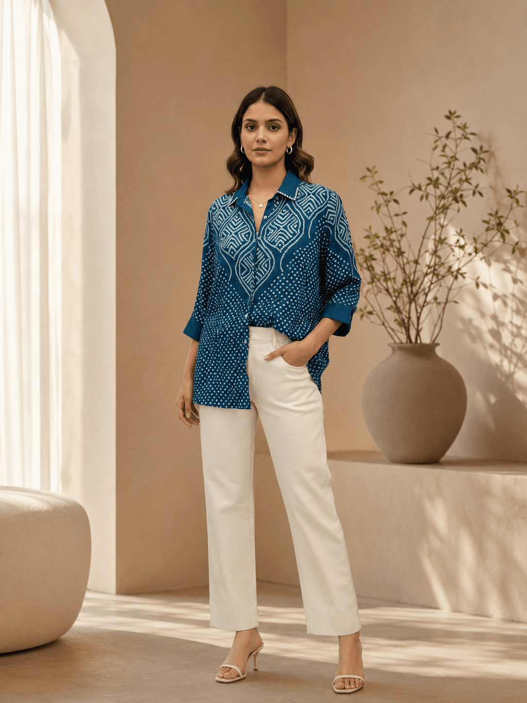 Indigo Ethnic Printed Shirt