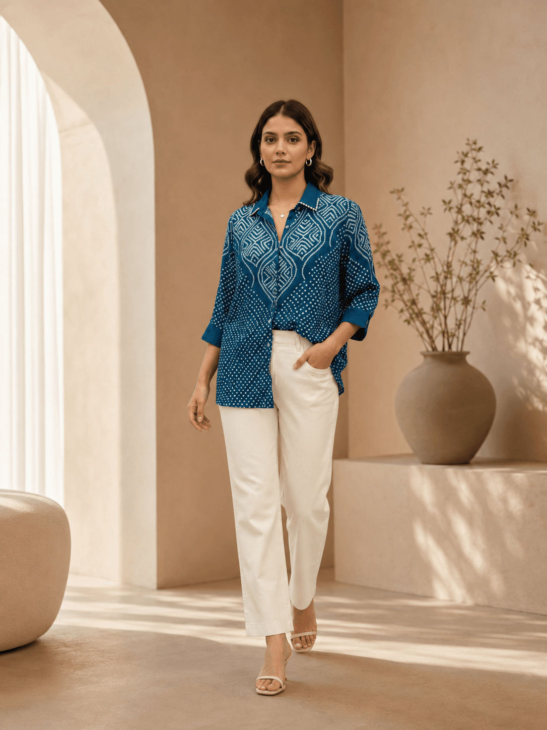 Indigo Ethnic Printed Shirt