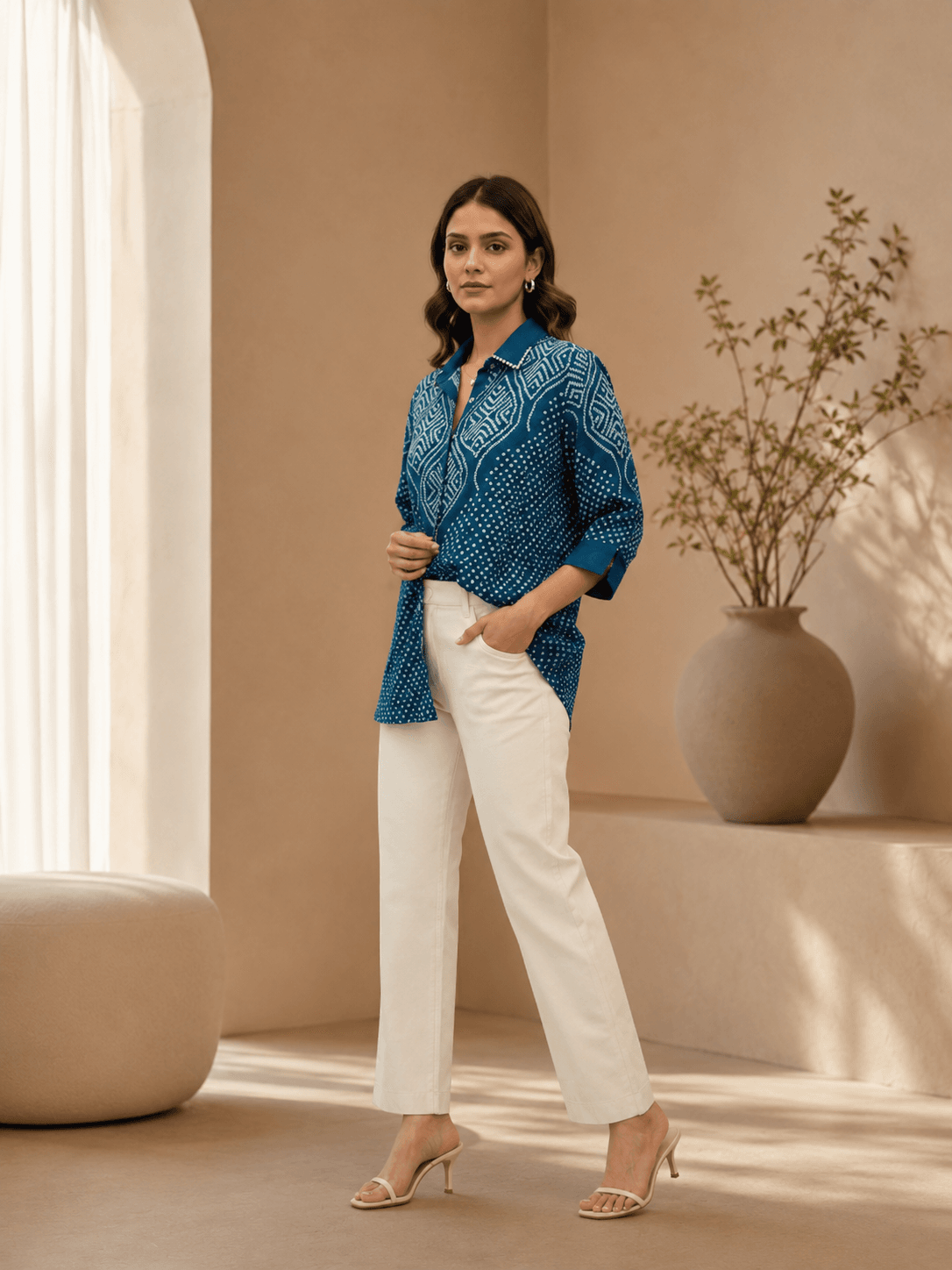 Indigo Ethnic Printed Shirt